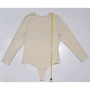 Nuuds Long‎ Sleeve Ribbed Body Suit Beige Women's XXL